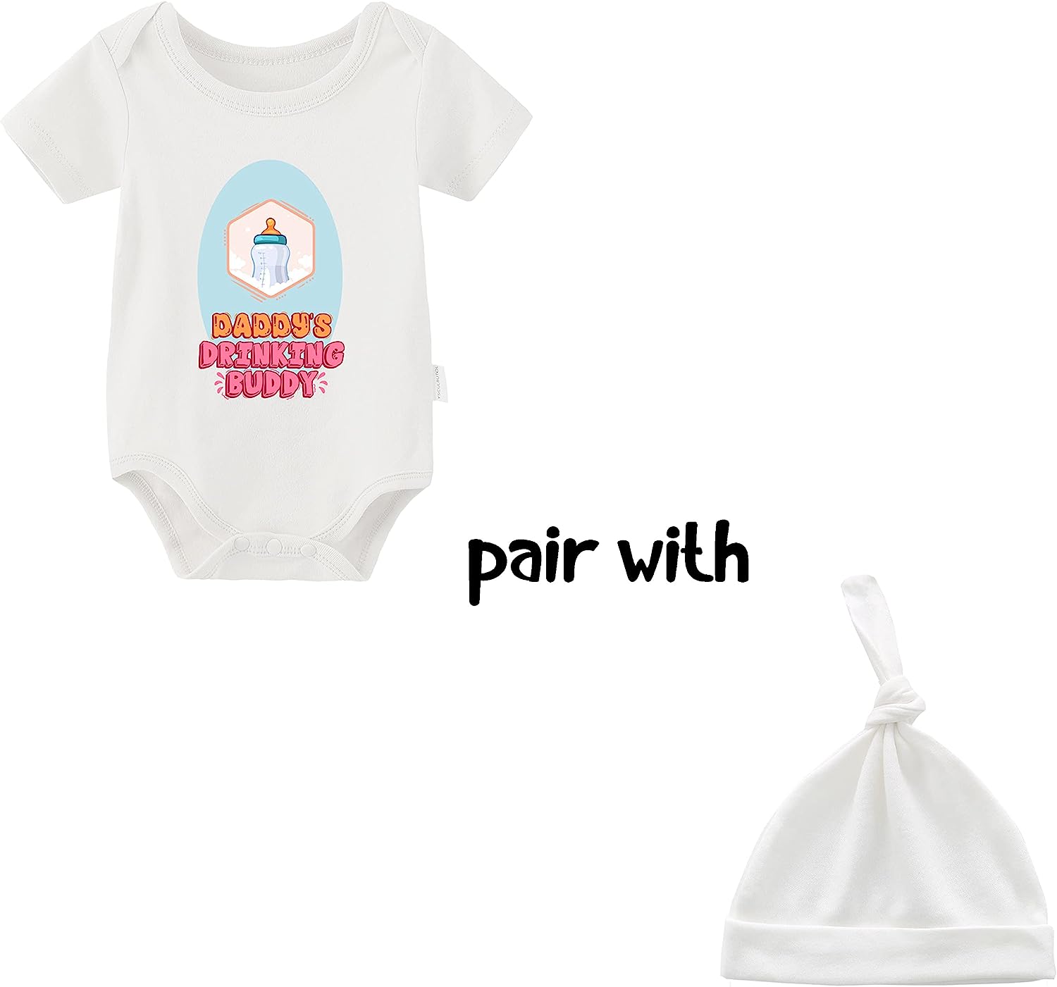 YSCULBUTOL Baby Twins Bodysuit Drinking Buddies Newborn Baby Romper Twins Boy Girl Matching Outfits Triplets Set - Image 3